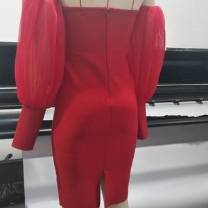 Elegant Puffy hands bandage dress